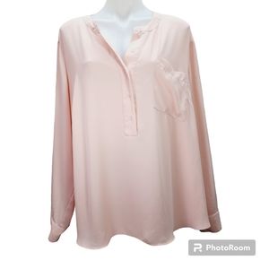 * Lane Bryant 22/24 blouse long sleeve chest pocket 3/4 length sleeve
